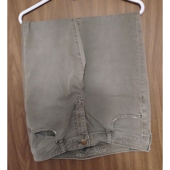 AMERICAN EAGLE Straight Leg Super Stretch Green Denim Jeans Women's 14R - Picture 2 of 6